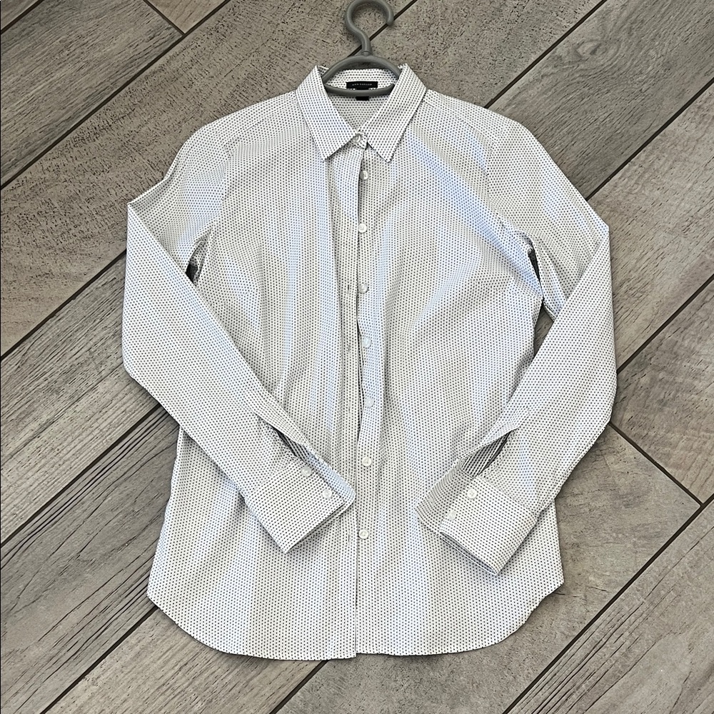 Ann Taylor Women’s White and Black Checkered Dress Shirt